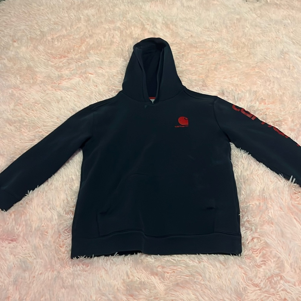 Carhartt dark blue hoodie.